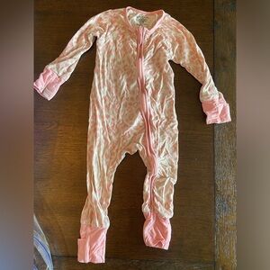 Pink Leopard Bamboo Caden Lane Convertible Zipper Pajama 6-12month